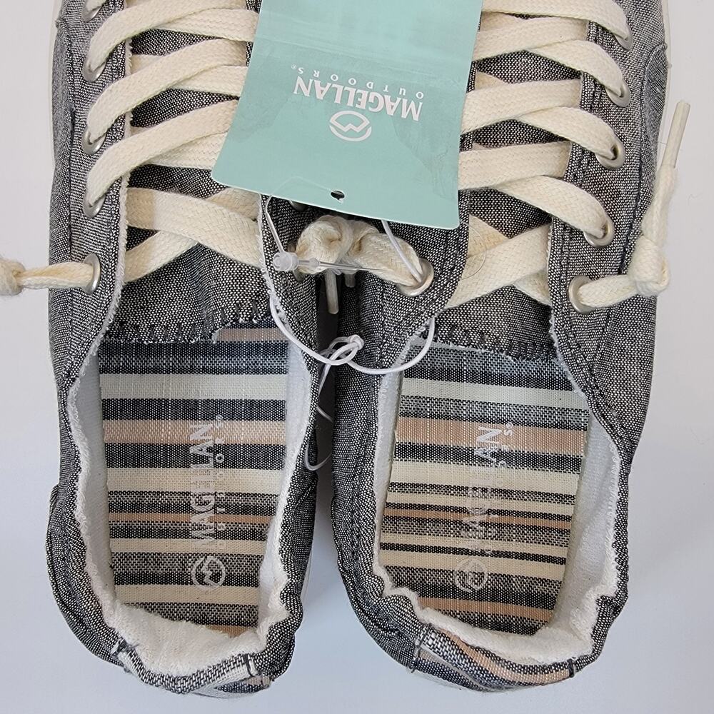 Magellan Outdoors Casual Shoes Womens 9B Gray Canvas Lace Up Comfort Sneaker - Picture 6 of 8